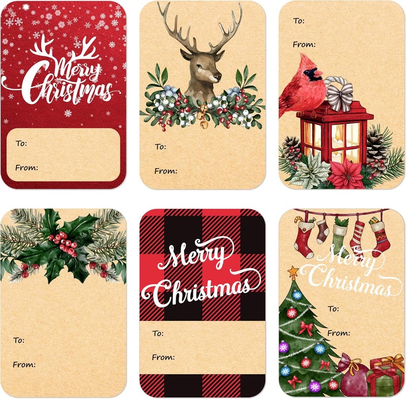 DreamBuilt 120pcs Christmas Gift Tags Stickers Self Adhesive, 2"x3" Christmas Name Tags for Gifts Festival, to from Gift Tag Stickers for Presents - Image 1